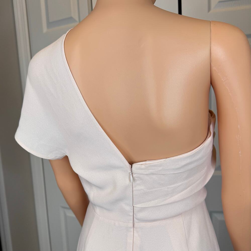 REISS Womens Riana One Shoulder Draped Midi Dress in Pink Cocktail Wedding 2 - Picture 8 of 12